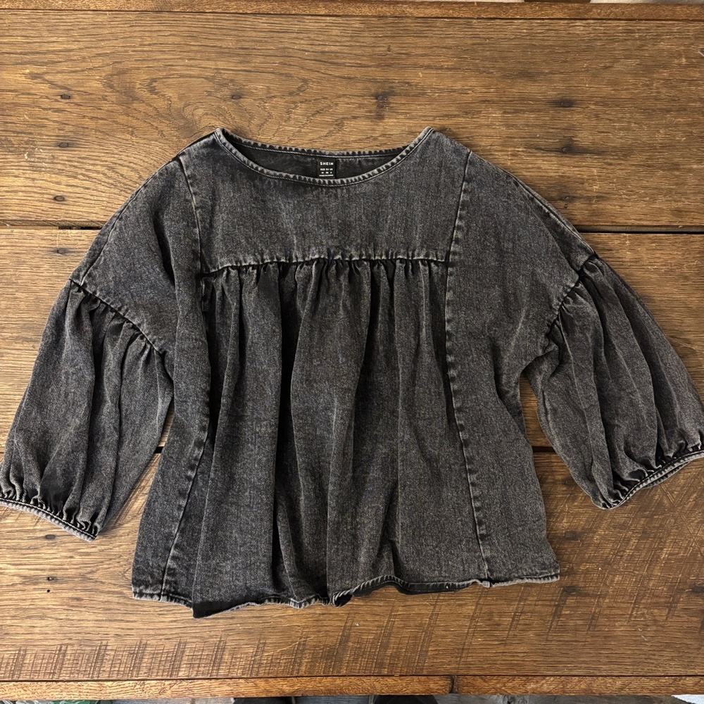 Boho Women's Loose Comfy Jean Puff Sleeved Blouse/Top - Three Quarter‎ Sleeve